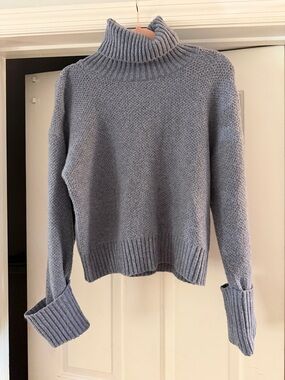Pink Rose Light Blue Chunky Turtleneck Sweater